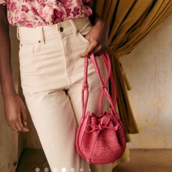 Sezane ZÉLIE MINI BUCKET BAG raffia pink - Picture 4 of 10